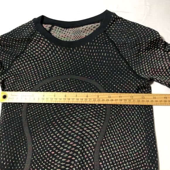 Lululemon swifty tech grid warp black neon multicolor womens long sleeve top 6 - Picture 5 of 10